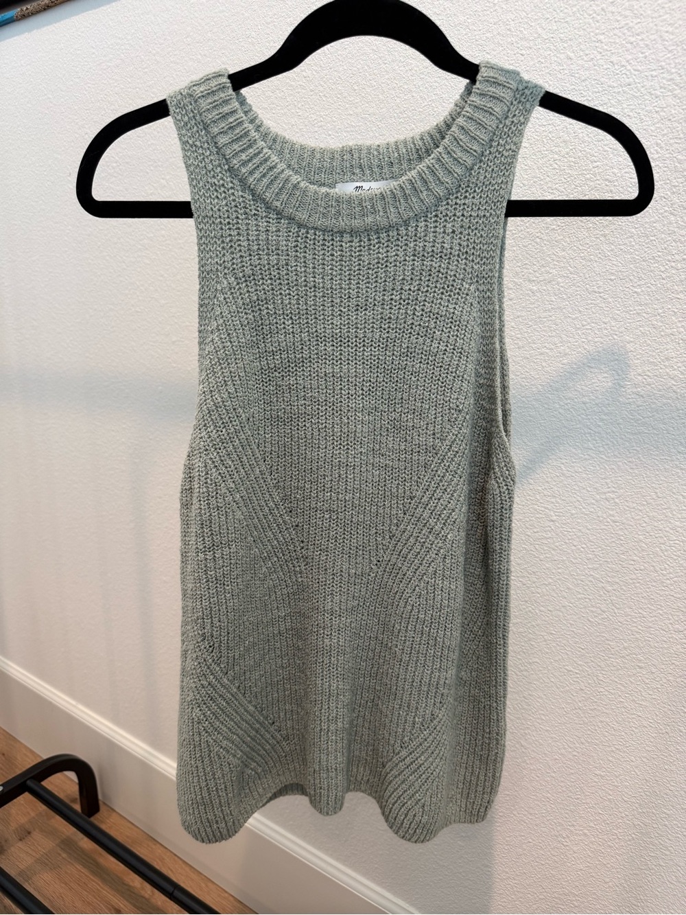 Madewell Light Sage Knit Sleeveless Crew Sweater